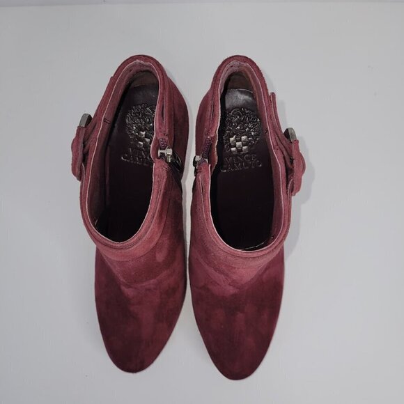 Vince Camuto Burgundy Red Suede Leather Heeled Booties Women's Size 7M - Picture 2 of 12